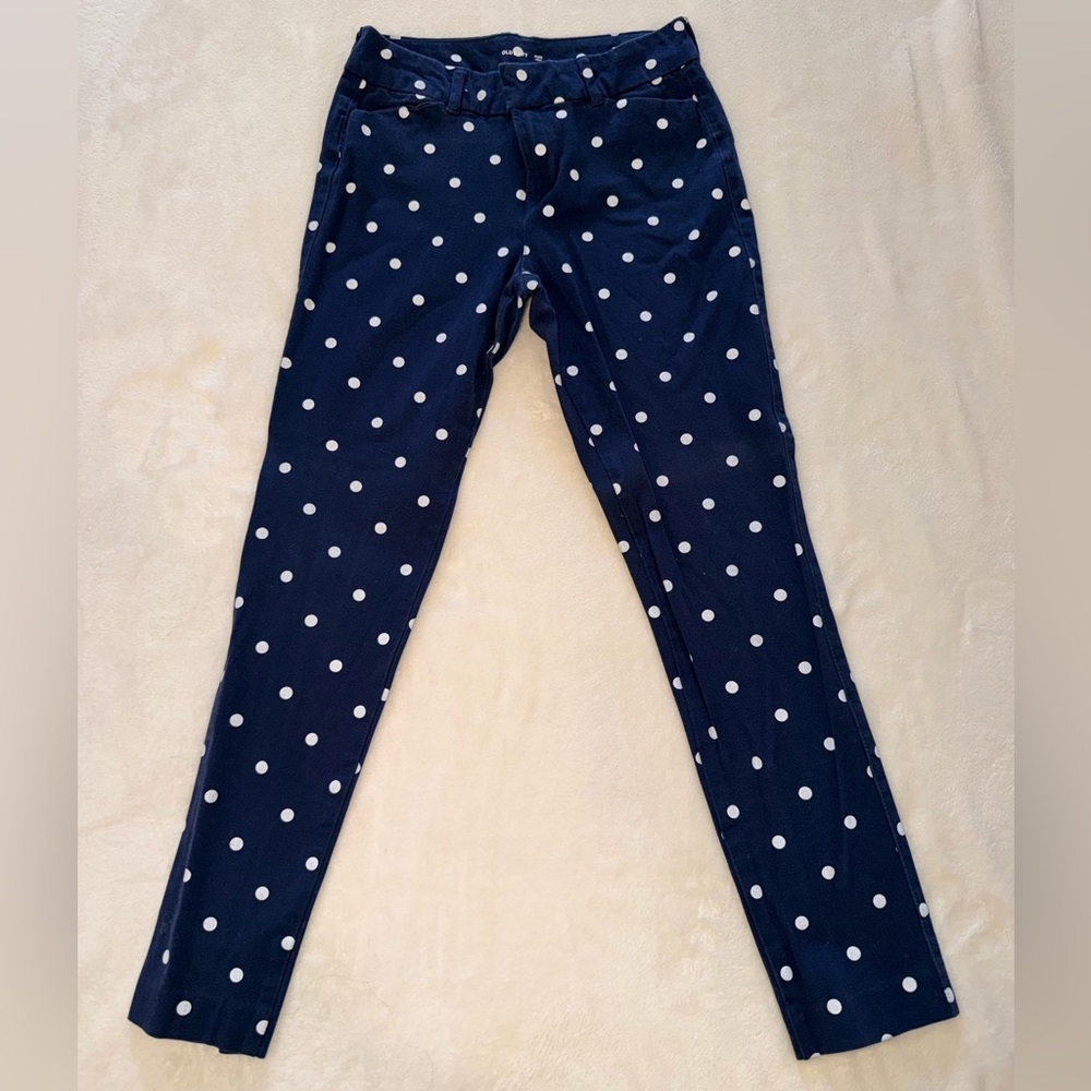 Old Navy Pixie Ankle Pants Navy Polka Dot Size 2